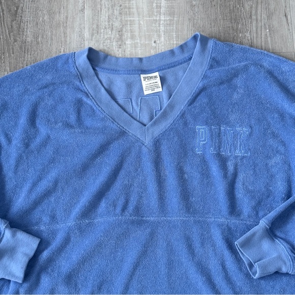 Victoria's Secret PINK Varsity Terry V Neck Sweatshirts - Picture 10 of 16